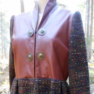 Kathleen Weir-West Designer Weaver Fiber Art Handwoven Tweed Long Jacket S